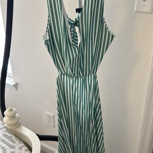 Cupshe Teal and White Backless Striped Dress